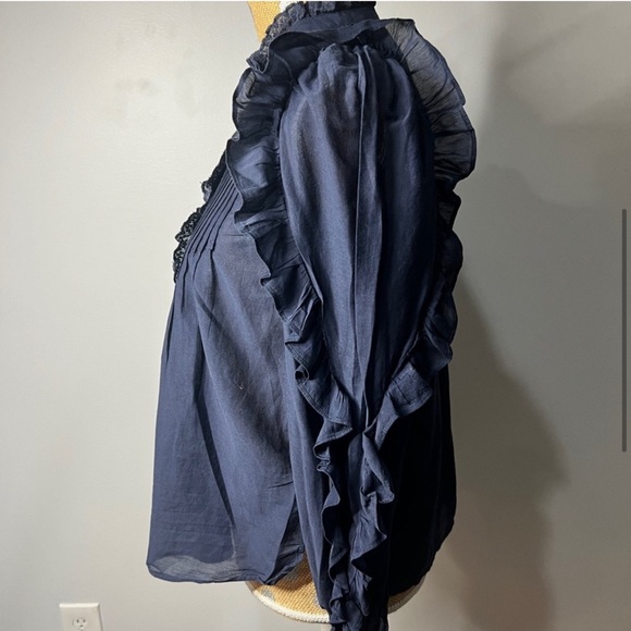 Zadig & Voltaire Timmy Tomboy Deluxe Shirt Tunic Top Ruffle Lace Size Small - Picture 5 of 9